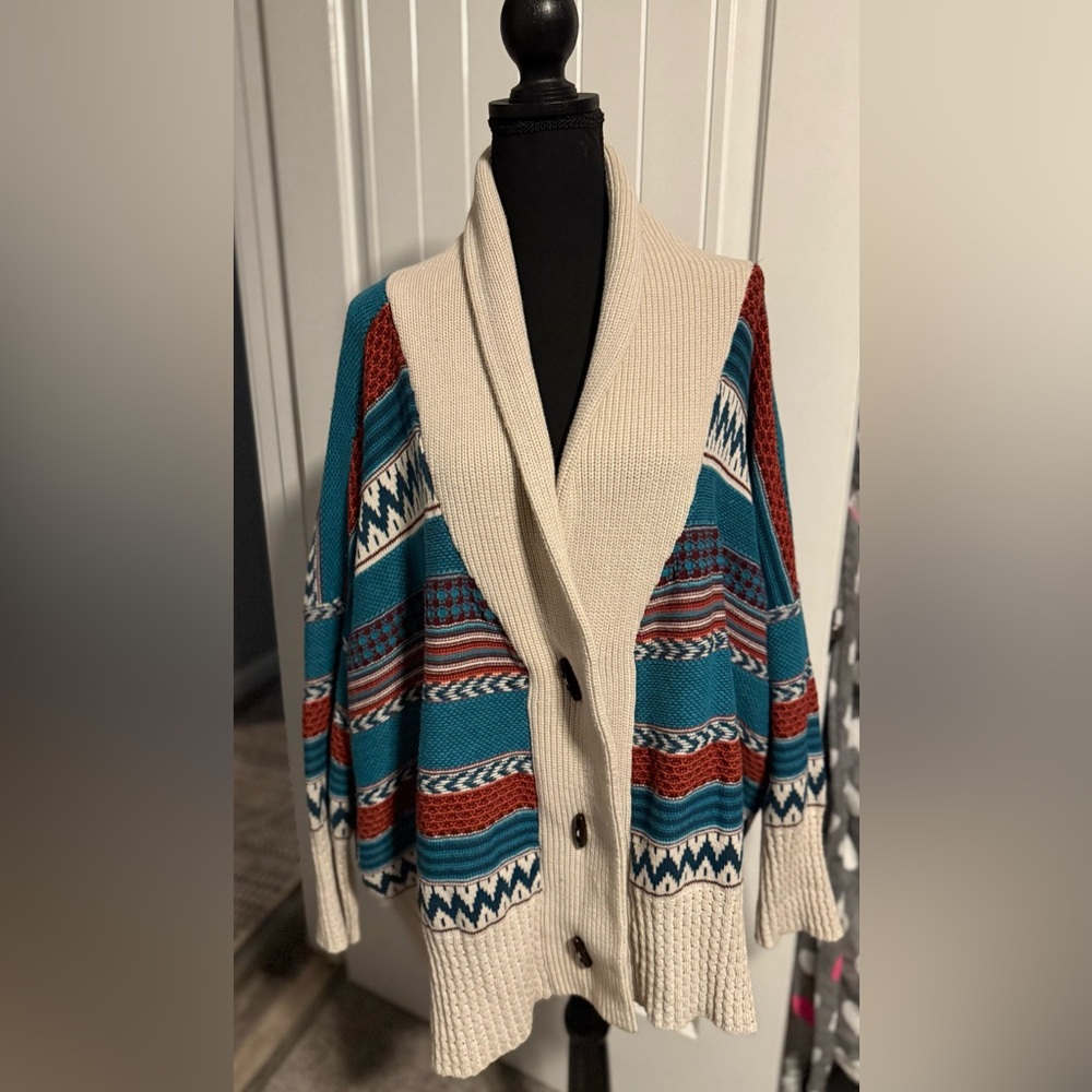 Shyanne Aztec Western Boxy Cardigan Sweater XL